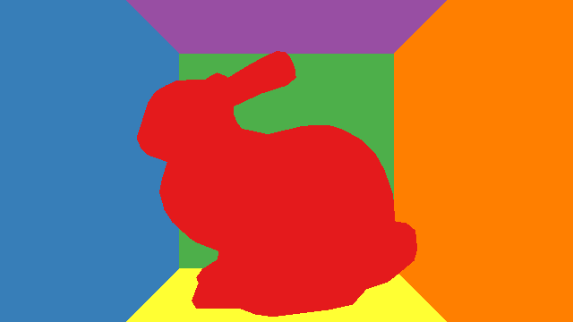 Running ./raycasting ../data/bunny.json should produce images that look like this. Note: This example may take a few seconds or minutes to compute.